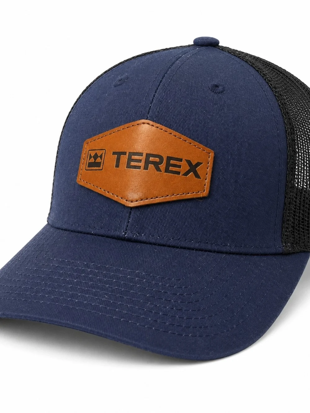 Men's Navy and Black Trucker Hat with Leather Patch